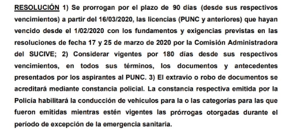 Licencias de conducir, se posterga vencimiento por 90 días