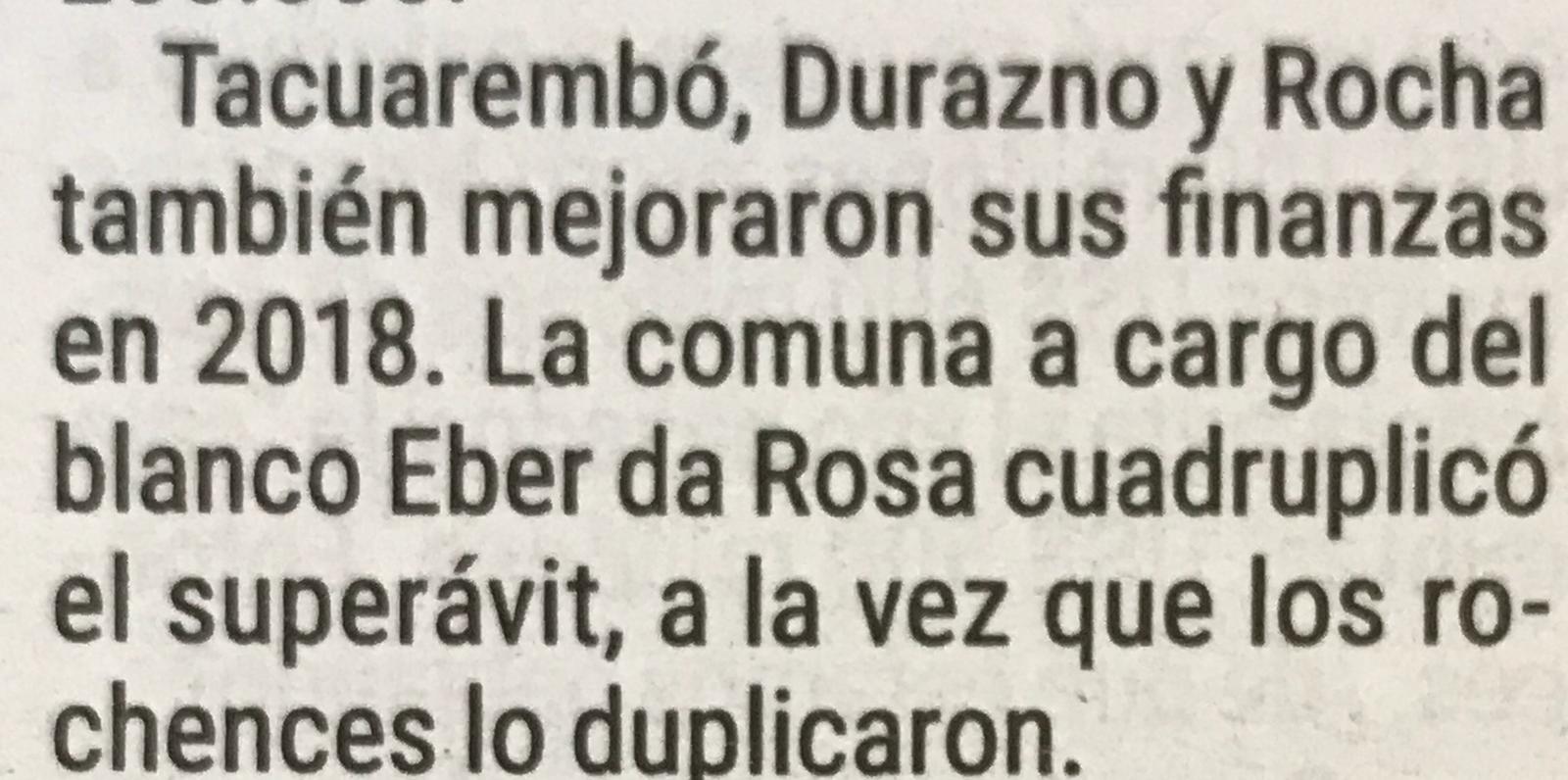 La Intendencia de Tacuarembó con eficiente manejo de sus recursos.