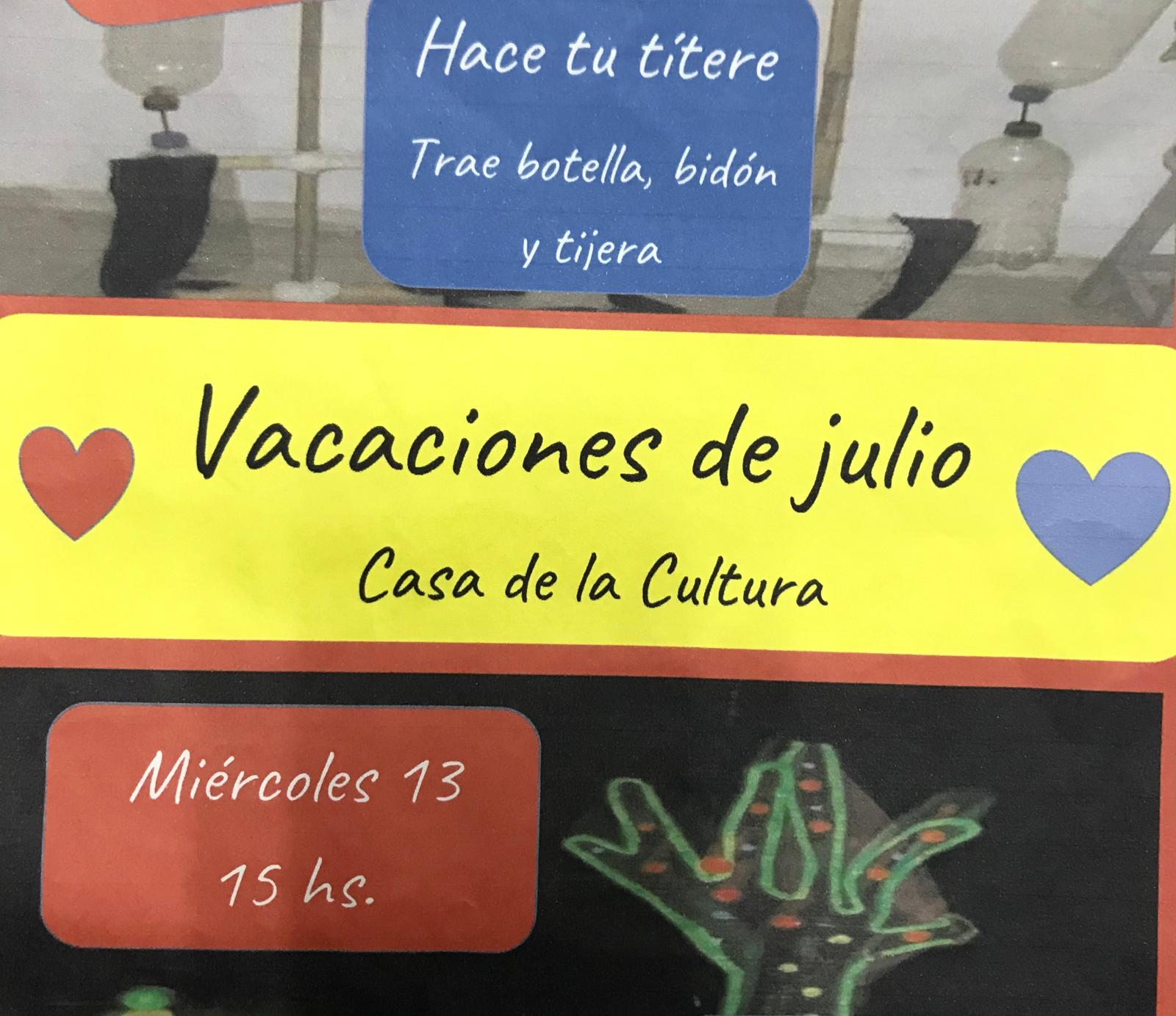 Vacaciones de julio en la Casa de la Cultura