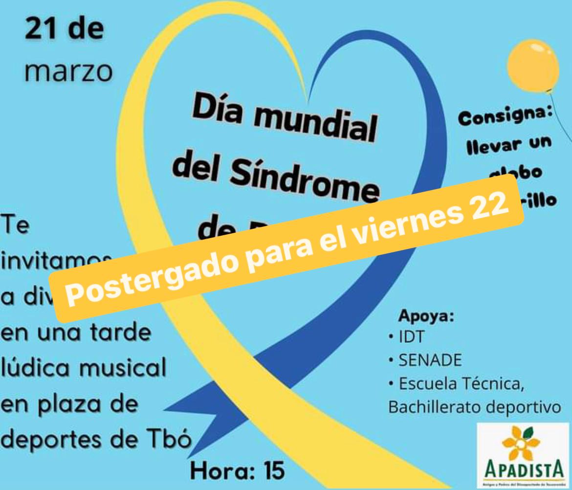 Se postergaron las actividades por el Día Mundial del Síndrome de Down