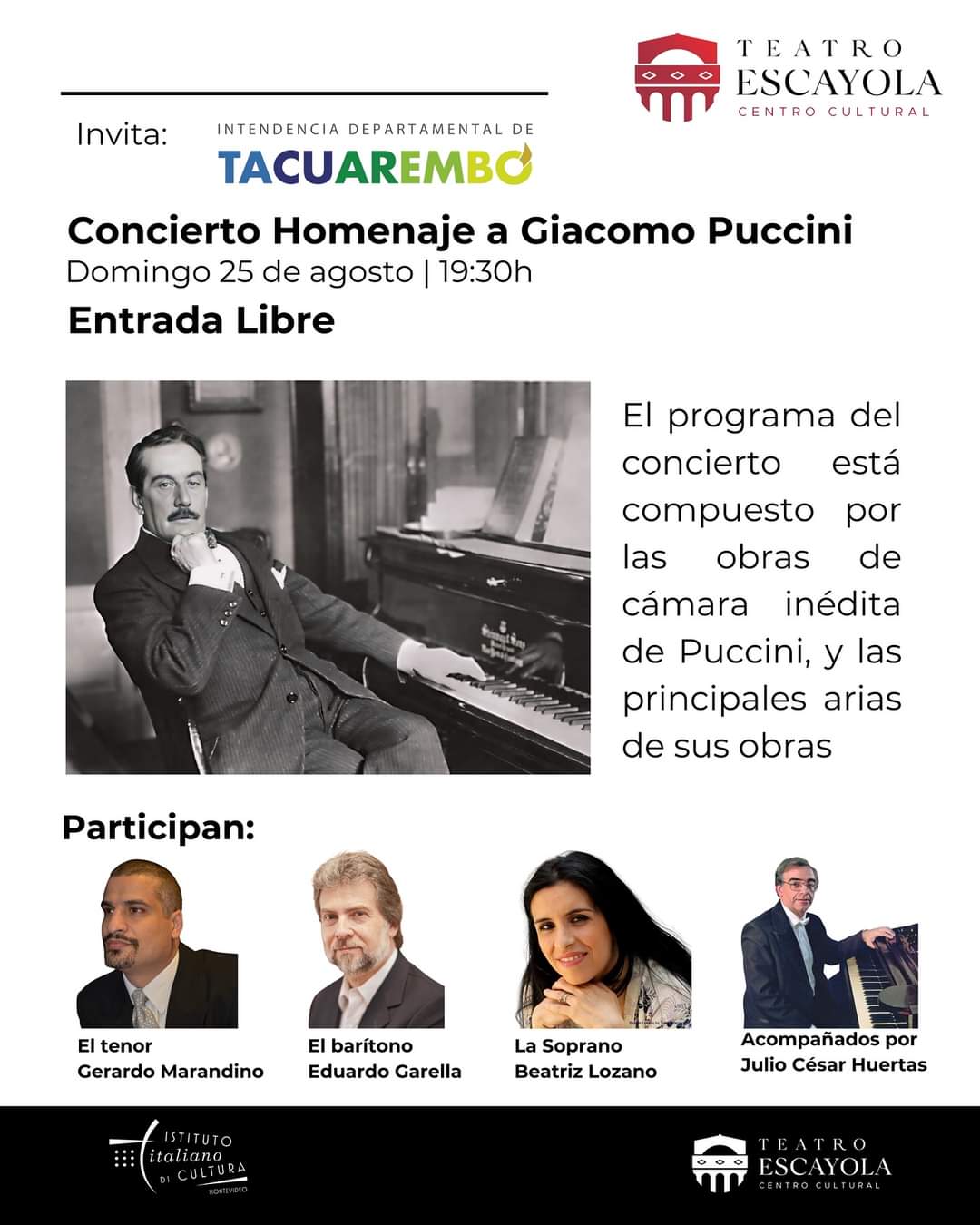Teatro Escayola, concierto homenaje a Giacomo Puccini